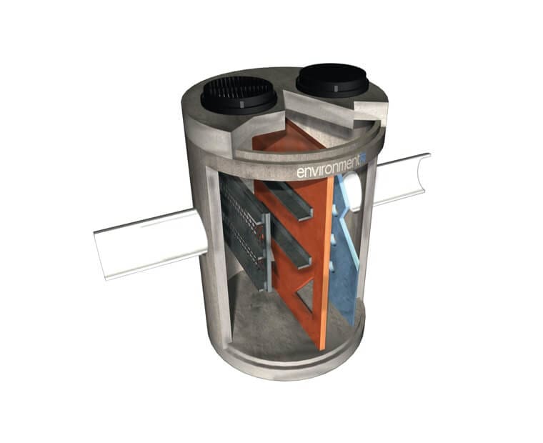 Cross section of concrete drainage system.